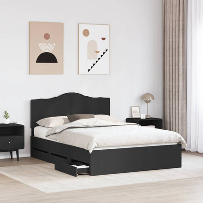 Bed Frame with Drawer Black 140 x 190 cm Engineer Wood