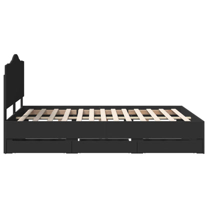 Bed Frame with Drawer Black 140 x 190 cm Engineer Wood