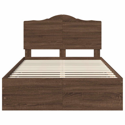 Bed Frame with Drawer Brown Oak 135 x 190 cm Engineer Wood