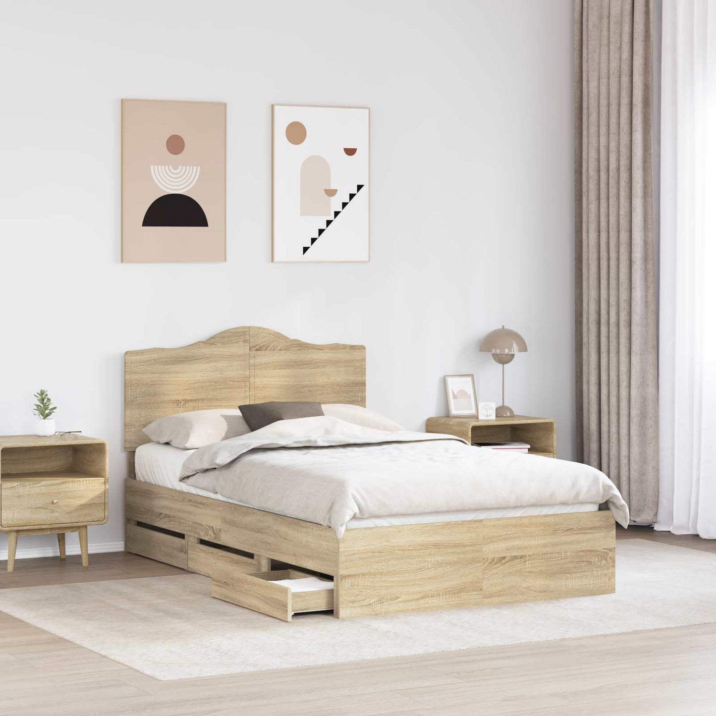 Bed Frame with Drawer Sonoma Oak 120 x 200 cm Engineer Wood