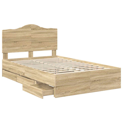 Bed Frame with Drawer Sonoma Oak 120 x 200 cm Engineer Wood