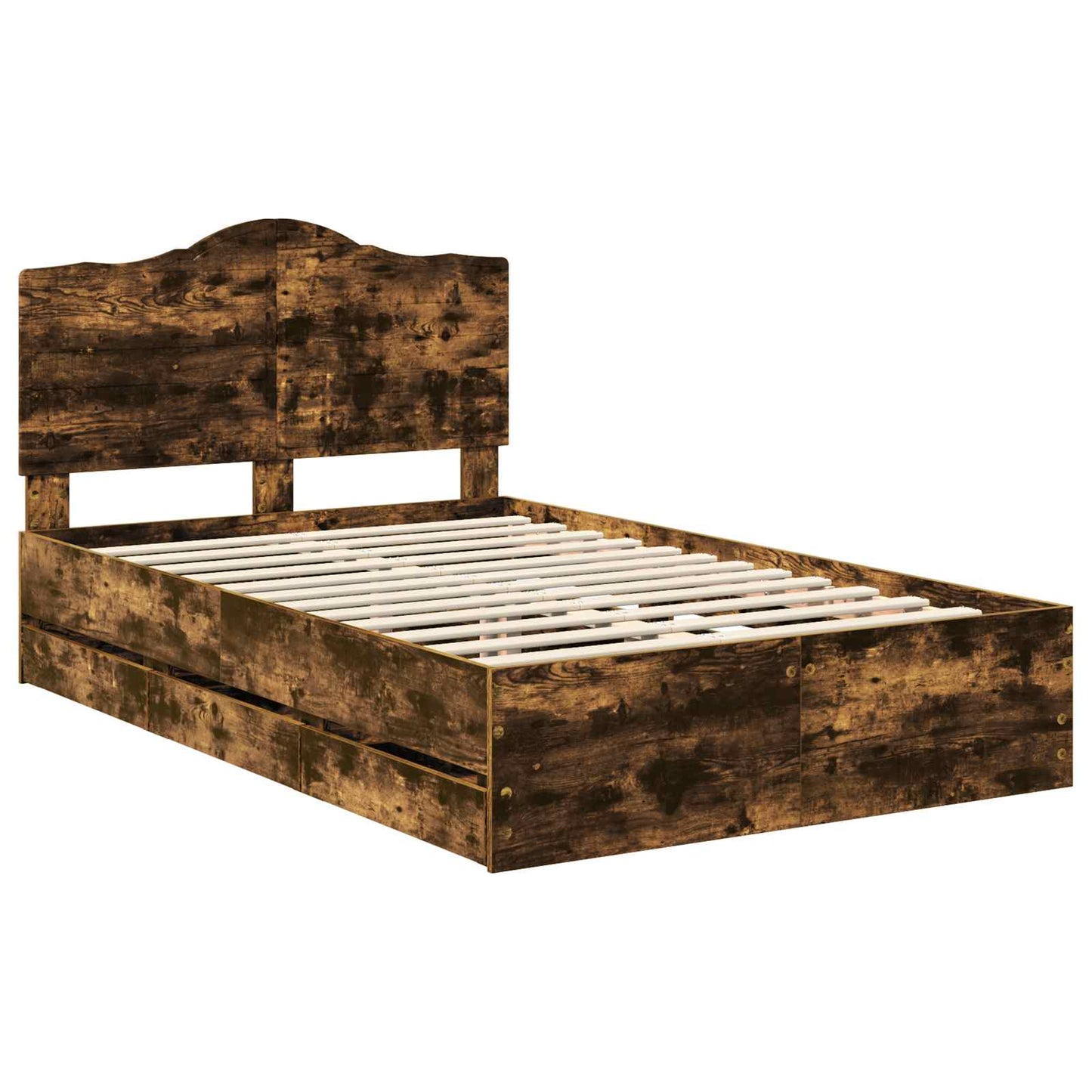 Bed Frame with Drawer Smoked Oak 120 x 200 cm Engineer Wood