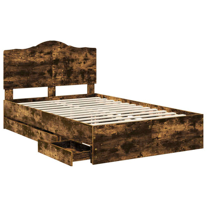 Bed Frame with Drawer Smoked Oak 120 x 200 cm Engineer Wood