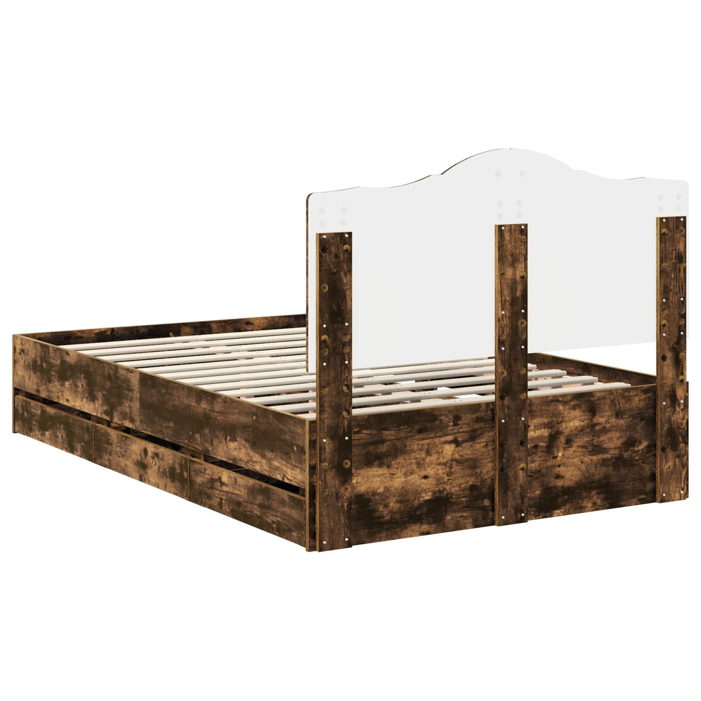 Bed Frame with Drawer Smoked Oak 120 x 200 cm Engineer Wood