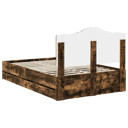 Bed Frame with Drawer Smoked Oak 120 x 200 cm Engineer Wood