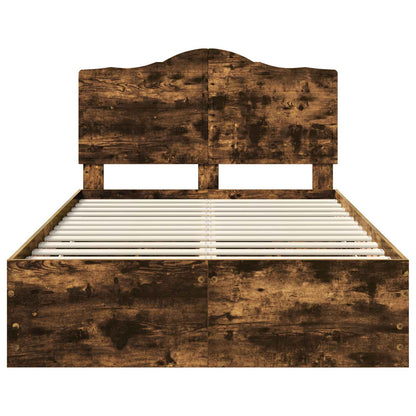 Bed Frame with Drawer Smoked Oak 120 x 200 cm Engineer Wood