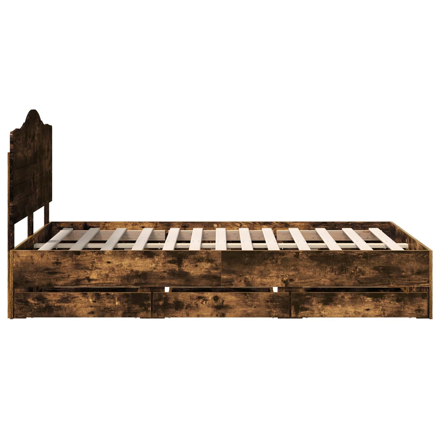 Bed Frame with Drawer Smoked Oak 120 x 200 cm Engineer Wood