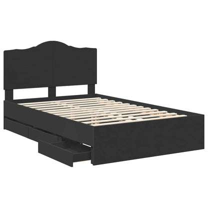 Bed Frame with Drawer Black 120 x 190 cm Engineer Wood