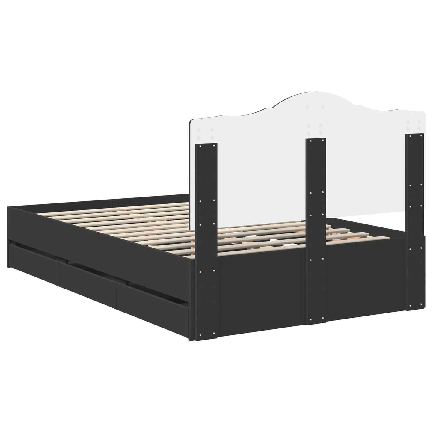 Bed Frame with Drawer Black 120 x 190 cm Engineer Wood