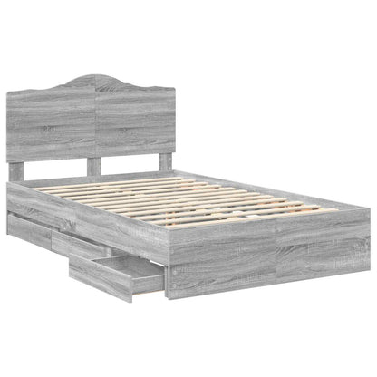 Bed Frame with Drawer Grey Sonoma 120 x 190 cm Engineer Wood