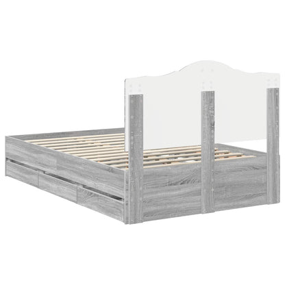 Bed Frame with Drawer Grey Sonoma 120 x 190 cm Engineer Wood