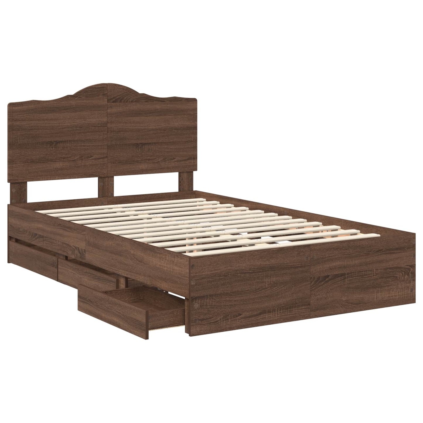 Bed Frame with Drawer Brown Oak 120 x 190 cm Engineer Wood