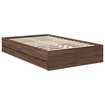 Bed Frame with Drawer Brown Oak 120 x 190 cm Engineer Wood