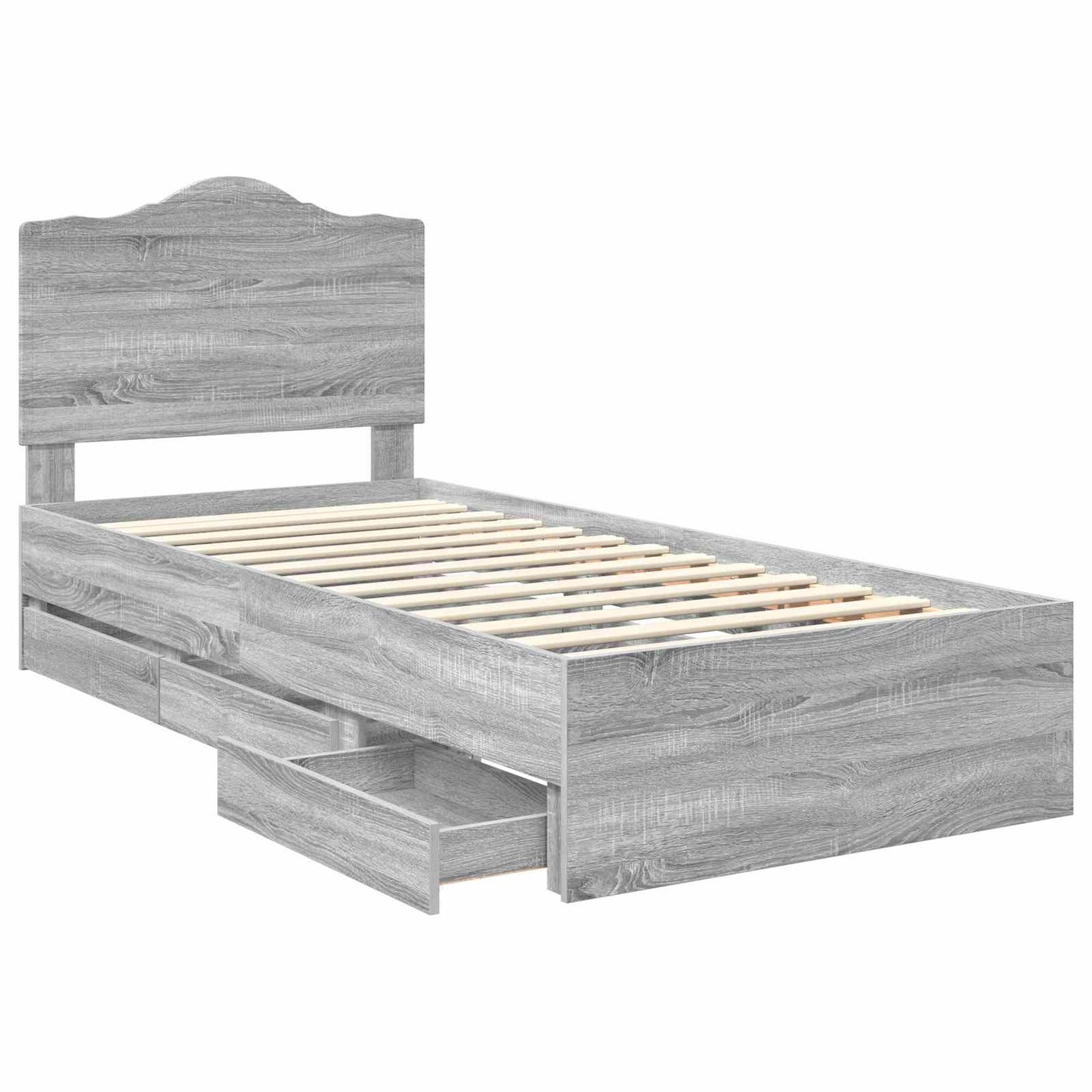 Bed Frame with Drawer Grey Sonoma 100 x 200 cm Engineer Wood
