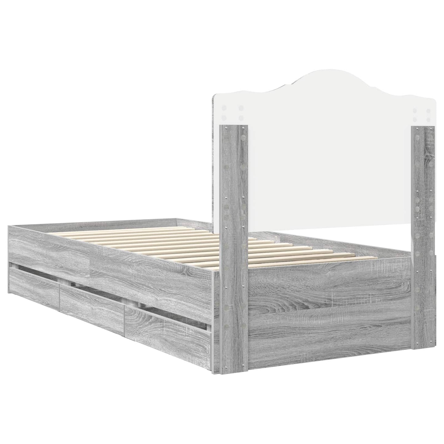 Bed Frame with Drawer Grey Sonoma 100 x 200 cm Engineer Wood