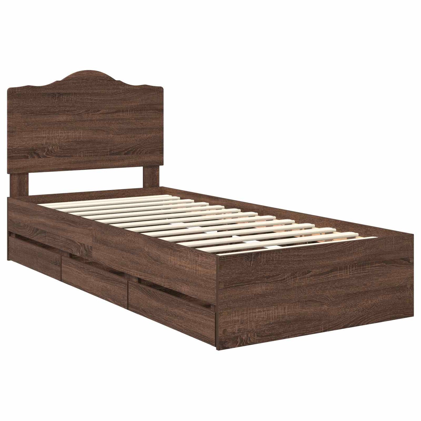 Bed Frame with Drawer Brown Oak 100 x 200 cm Engineer Wood