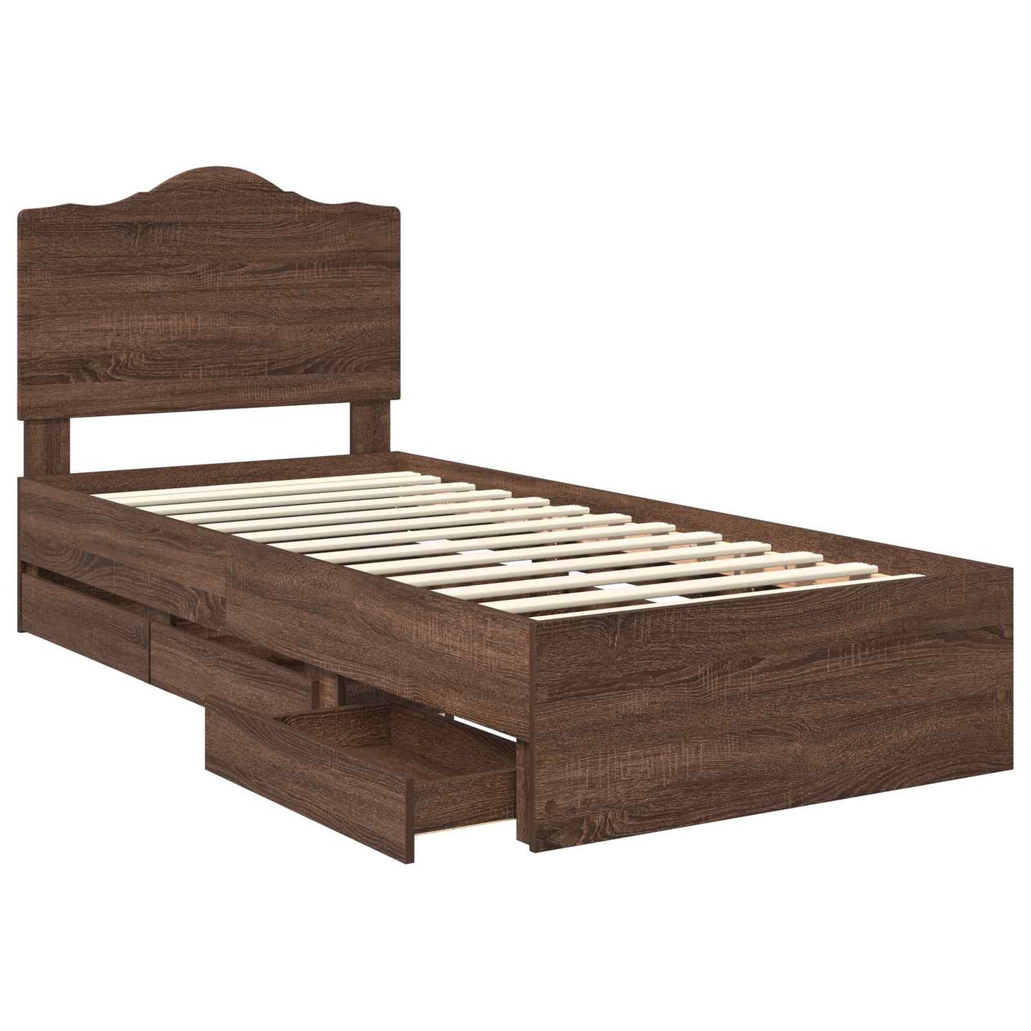 Bed Frame with Drawer Brown Oak 100 x 200 cm Engineer Wood