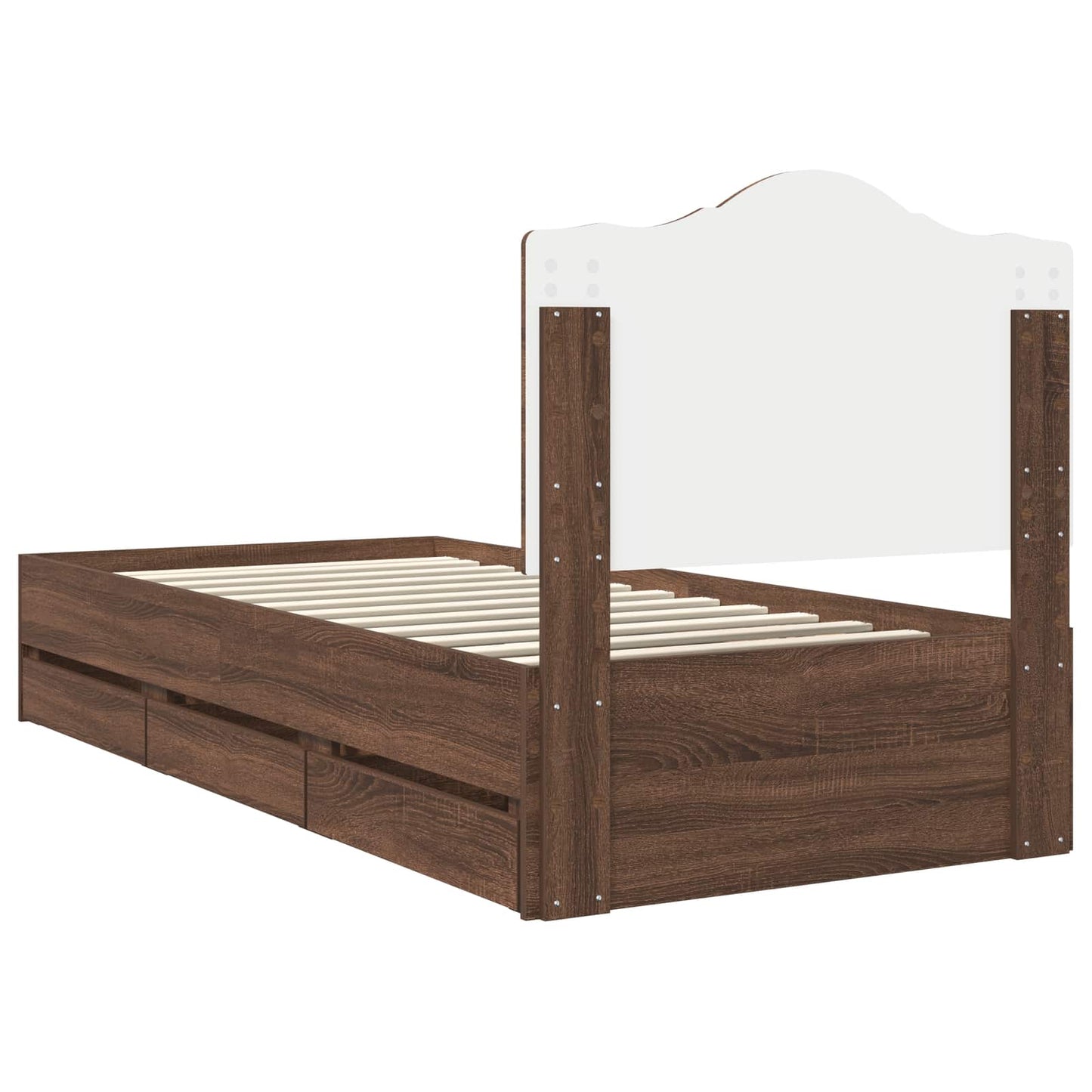 Bed Frame with Drawer Brown Oak 100 x 200 cm Engineer Wood