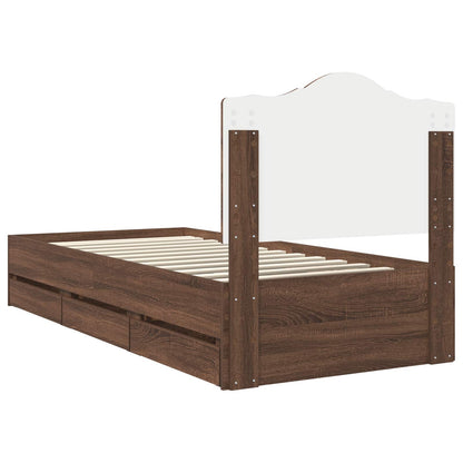Bed Frame with Drawer Brown Oak 100 x 200 cm Engineer Wood