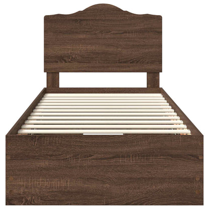Bed Frame with Drawer Brown Oak 100 x 200 cm Engineer Wood