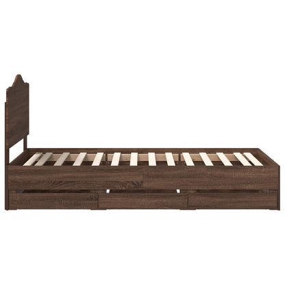 Bed Frame with Drawer Brown Oak 100 x 200 cm Engineer Wood