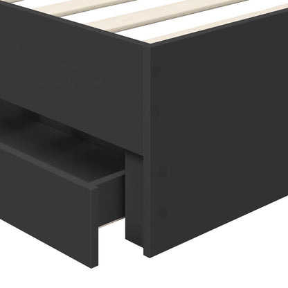 Bed Frame with Drawer Black 90 x 200 cm Engineer Wood