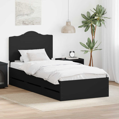 Bed Frame with Drawer Black 90 x 200 cm Engineer Wood