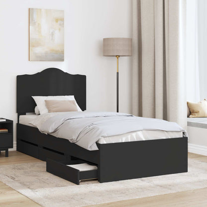 Bed Frame with Drawer Black 90 x 200 cm Engineer Wood