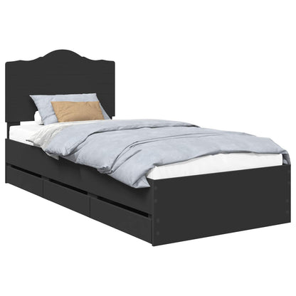 Bed Frame with Drawer Black 90 x 200 cm Engineer Wood