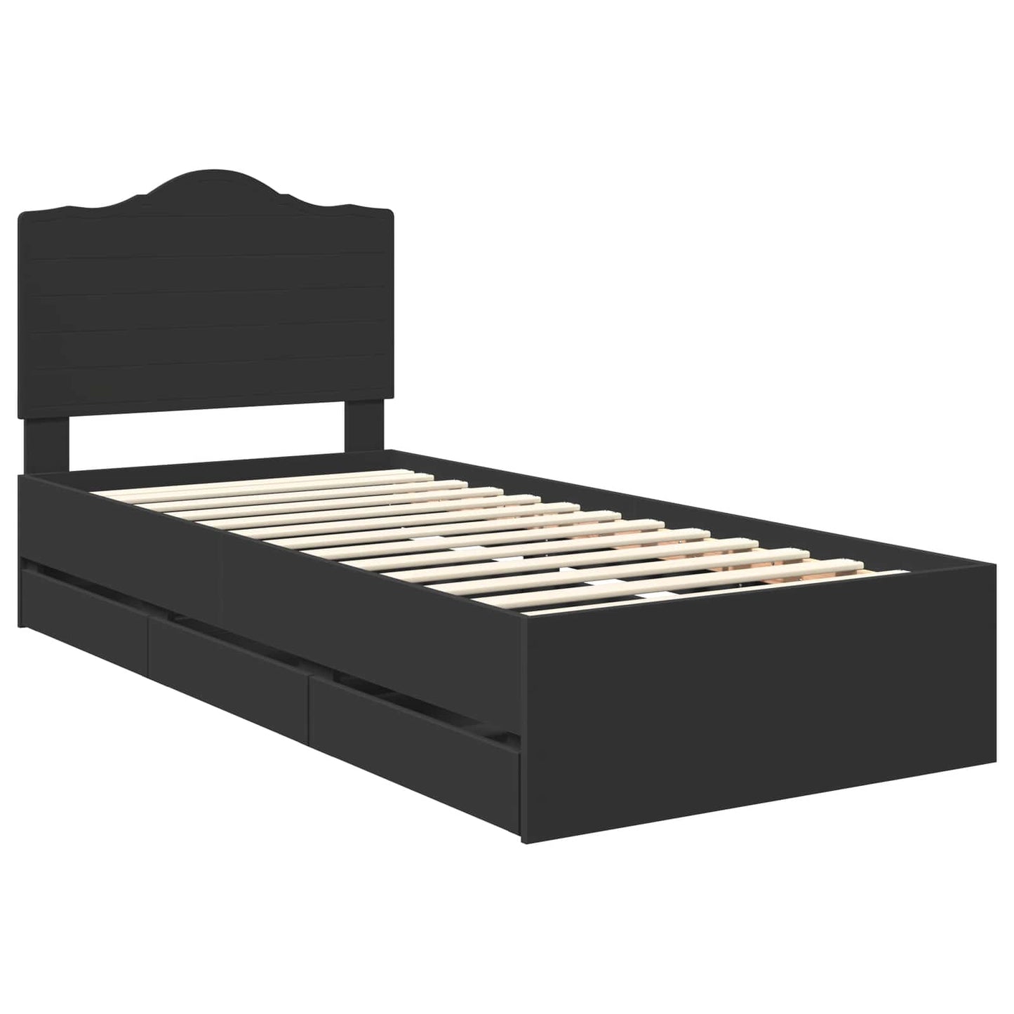 Bed Frame with Drawer Black 90 x 200 cm Engineer Wood