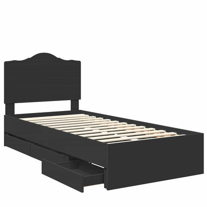 Bed Frame with Drawer Black 90 x 200 cm Engineer Wood