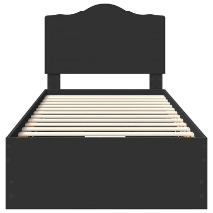 Bed Frame with Drawer Black 90 x 200 cm Engineer Wood