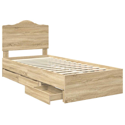 Bed Frame with Drawer Sonoma Oak 90 x 200 cm Engineer Wood