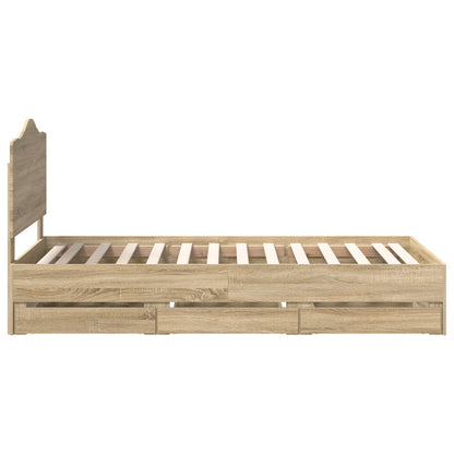 Bed Frame with Drawer Sonoma Oak 90 x 200 cm Engineer Wood