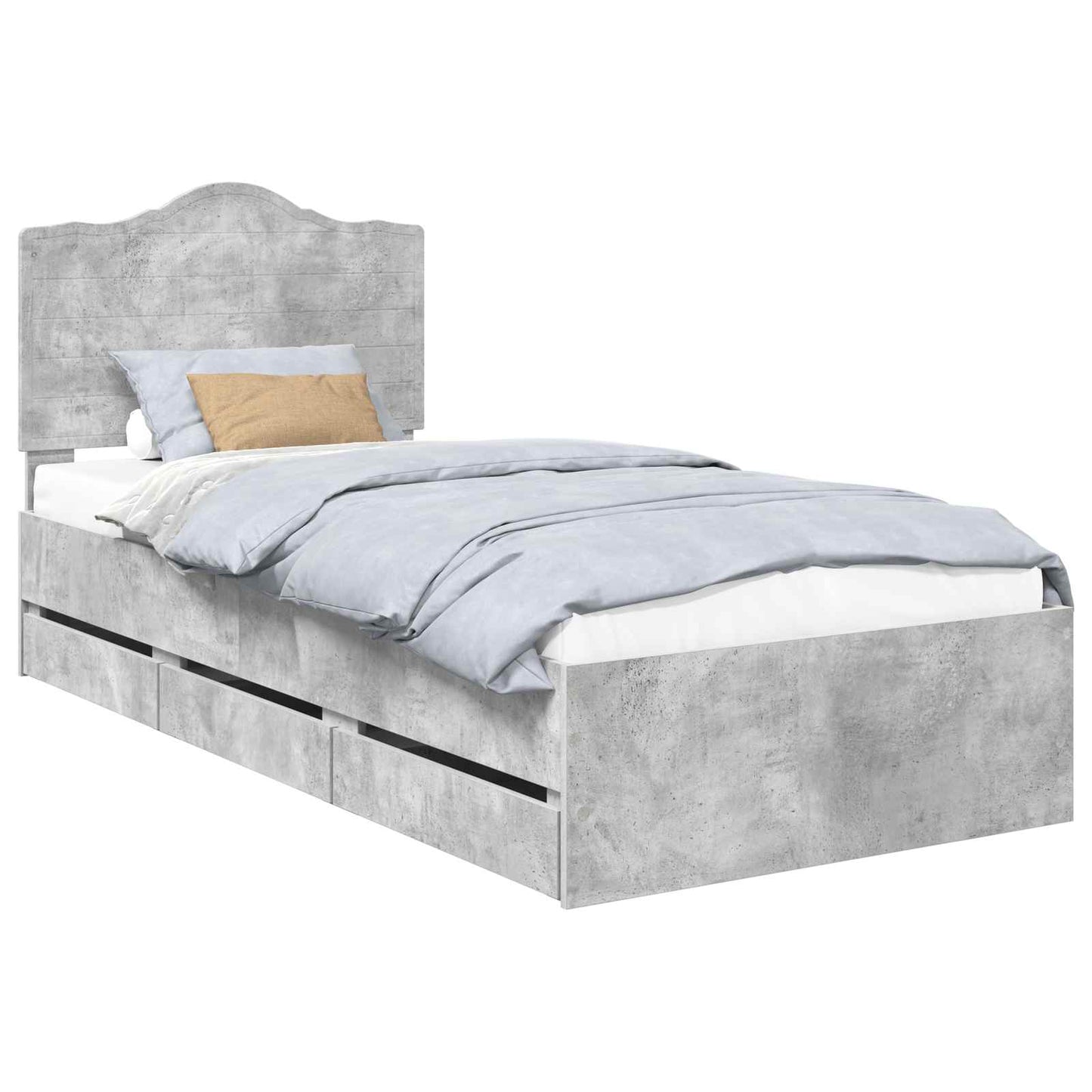 Bed Frame with Drawer Concrete Grey 90 x 200 cm Engineer Wood