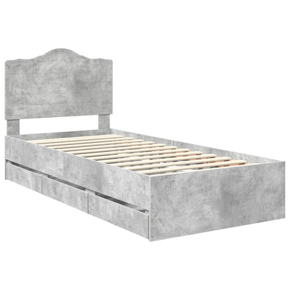 Bed Frame with Drawer Concrete Grey 90 x 200 cm Engineer Wood
