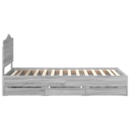 Bed Frame with Drawer Grey Sonoma 90 x 200 cm Engineer Wood