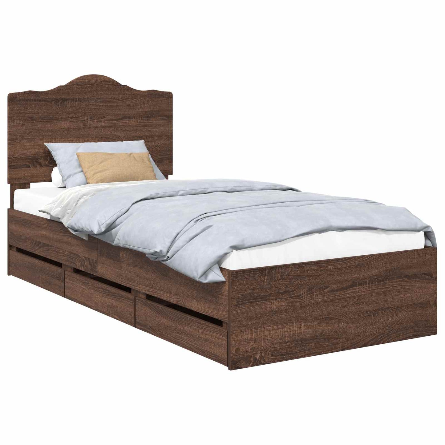Bed Frame with Drawer Brown Oak 90 x 200 cm Engineer Wood