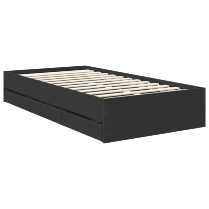 Bed Frame with Drawer Black 90 x 190 cm Engineer Wood