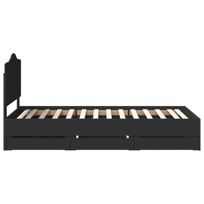 Bed Frame with Drawer Black 90 x 190 cm Engineer Wood