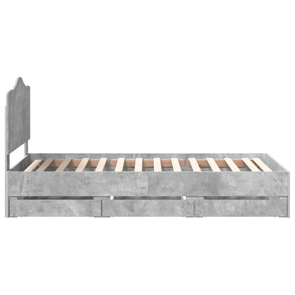 Bed Frame with Drawer Concrete Grey 90 x 190 cm Engineer Wood