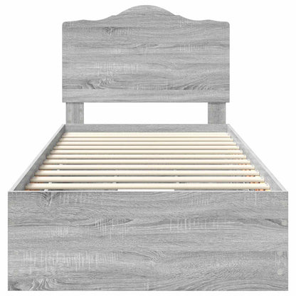 Bed Frame with Drawer Grey Sonoma 90 x 190 cm Engineer Wood