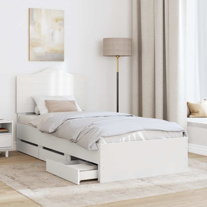 Bed Frame with Drawer White 75 x 190 cm Engineer Wood