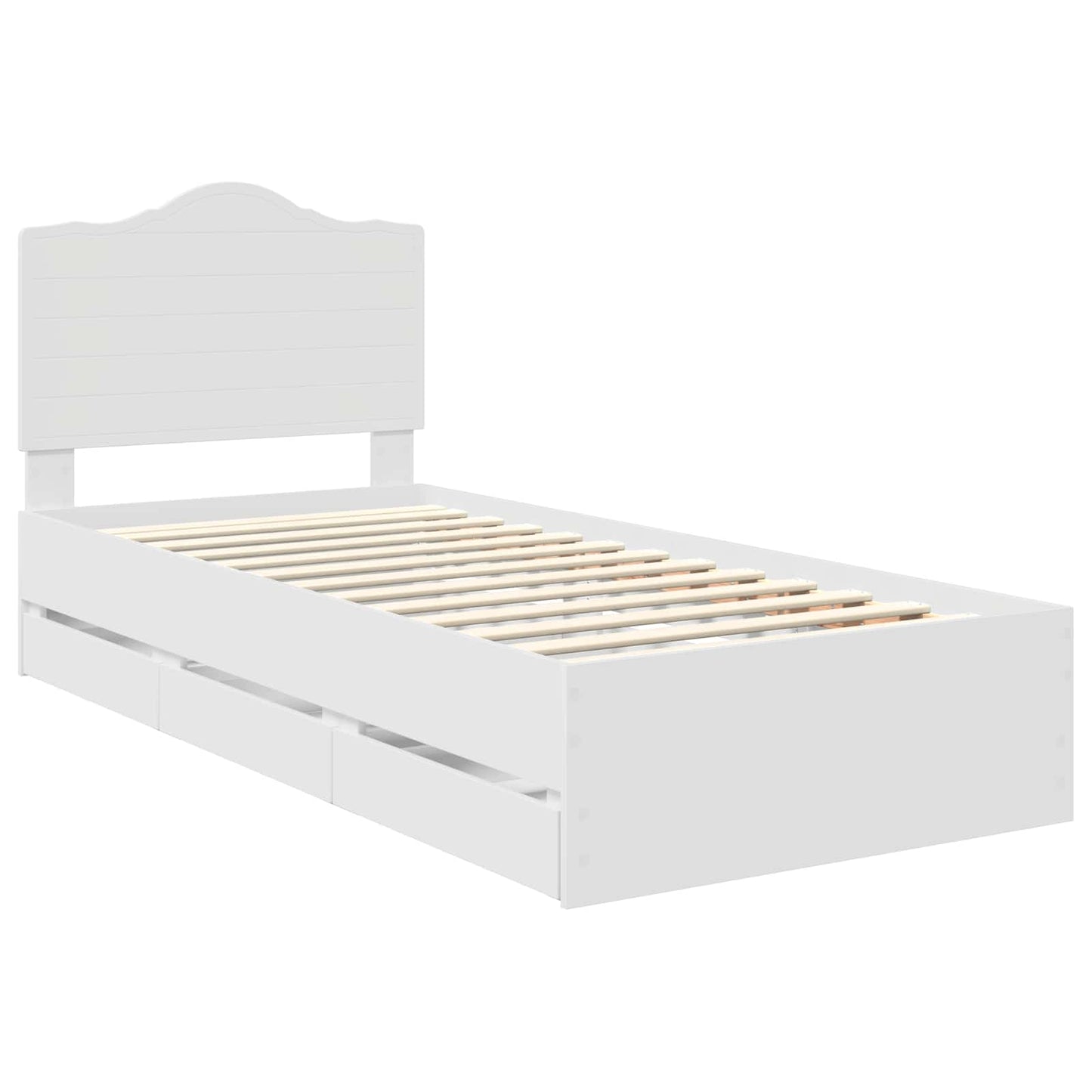 Bed Frame with Drawer White 75 x 190 cm Engineer Wood
