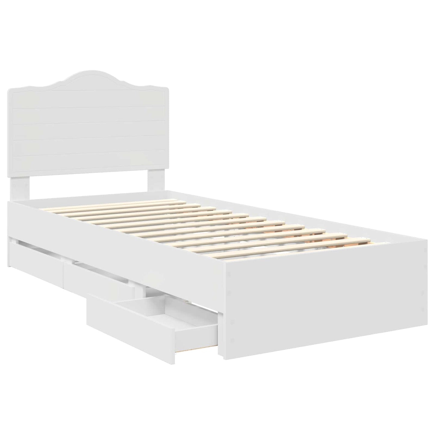 Bed Frame with Drawer White 75 x 190 cm Engineer Wood