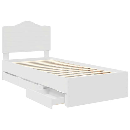 Bed Frame with Drawer White 75 x 190 cm Engineer Wood