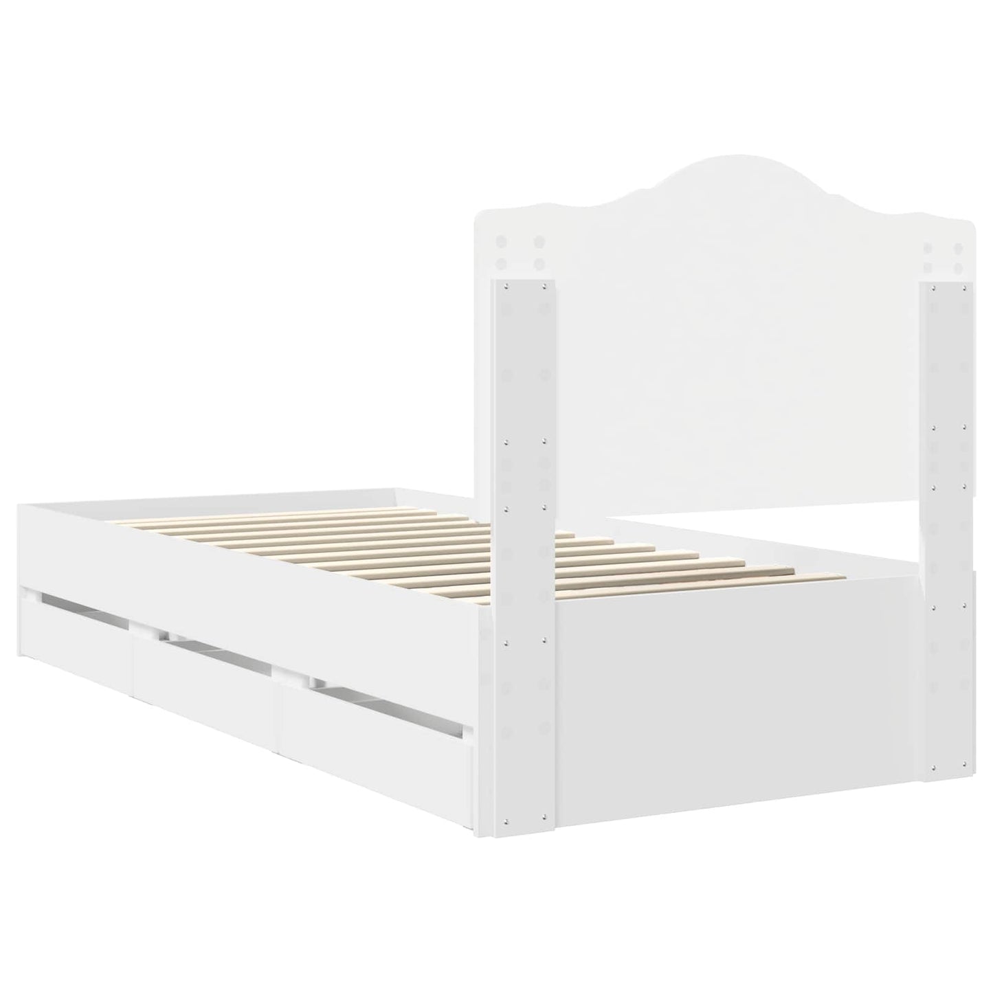 Bed Frame with Drawer White 75 x 190 cm Engineer Wood