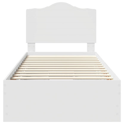 Bed Frame with Drawer White 75 x 190 cm Engineer Wood