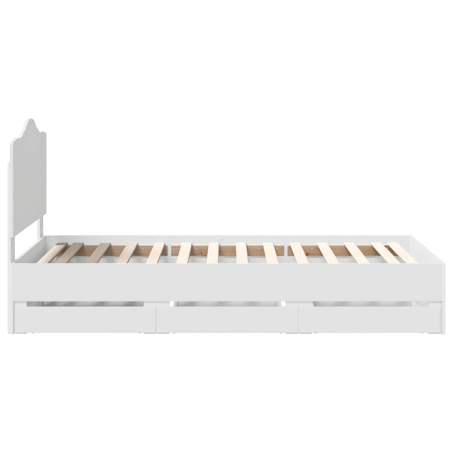 Bed Frame with Drawer White 75 x 190 cm Engineer Wood