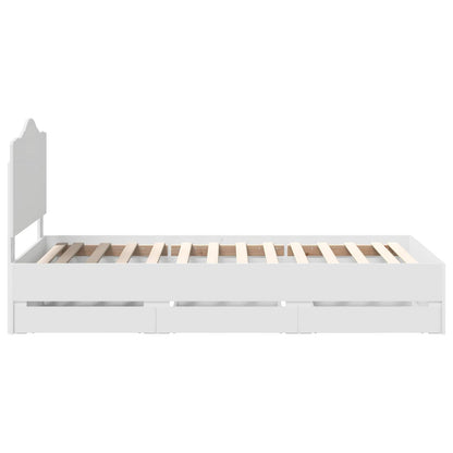 Bed Frame with Drawer White 75 x 190 cm Engineer Wood